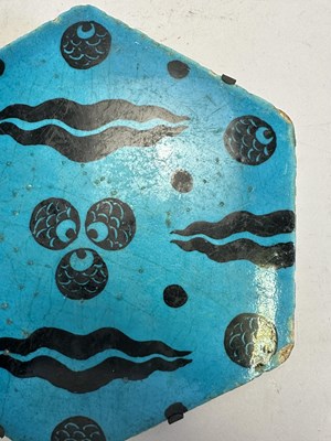Lot 129 - A LARGE DAMASCUS HEXAGONAL TILE, OTTOMAN SYRIA, 1550-1600