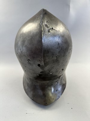 Lot 172 - A RARE NORTH ITALIAN SALLET, CIRCA 1460-80, TWICE STRUCK WITH THE MARK "PR" BENEATH A SPLIT CROSS