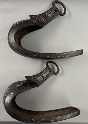Lot 303 - A PAIR OF JAPANESE STEEL STIRRUPS (ABUMI BATTO), EDO PERIOD, 19TH CENTURY