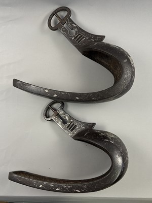 Lot 303 - A PAIR OF JAPANESE STEEL STIRRUPS (ABUMI BATTO), EDO PERIOD, 19TH CENTURY