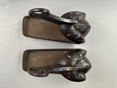 Lot 303 - A PAIR OF JAPANESE STEEL STIRRUPS (ABUMI BATTO), EDO PERIOD, 19TH CENTURY