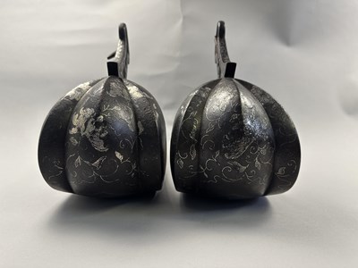 Lot 303 - A PAIR OF JAPANESE STEEL STIRRUPS (ABUMI BATTO), EDO PERIOD, 19TH CENTURY
