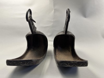 Lot 303 - A PAIR OF JAPANESE STEEL STIRRUPS (ABUMI BATTO), EDO PERIOD, 19TH CENTURY