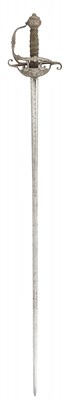 Lot 161 - A FINE ENGLISH DISH-HILT RAPIER, MID-17TH CENTURY