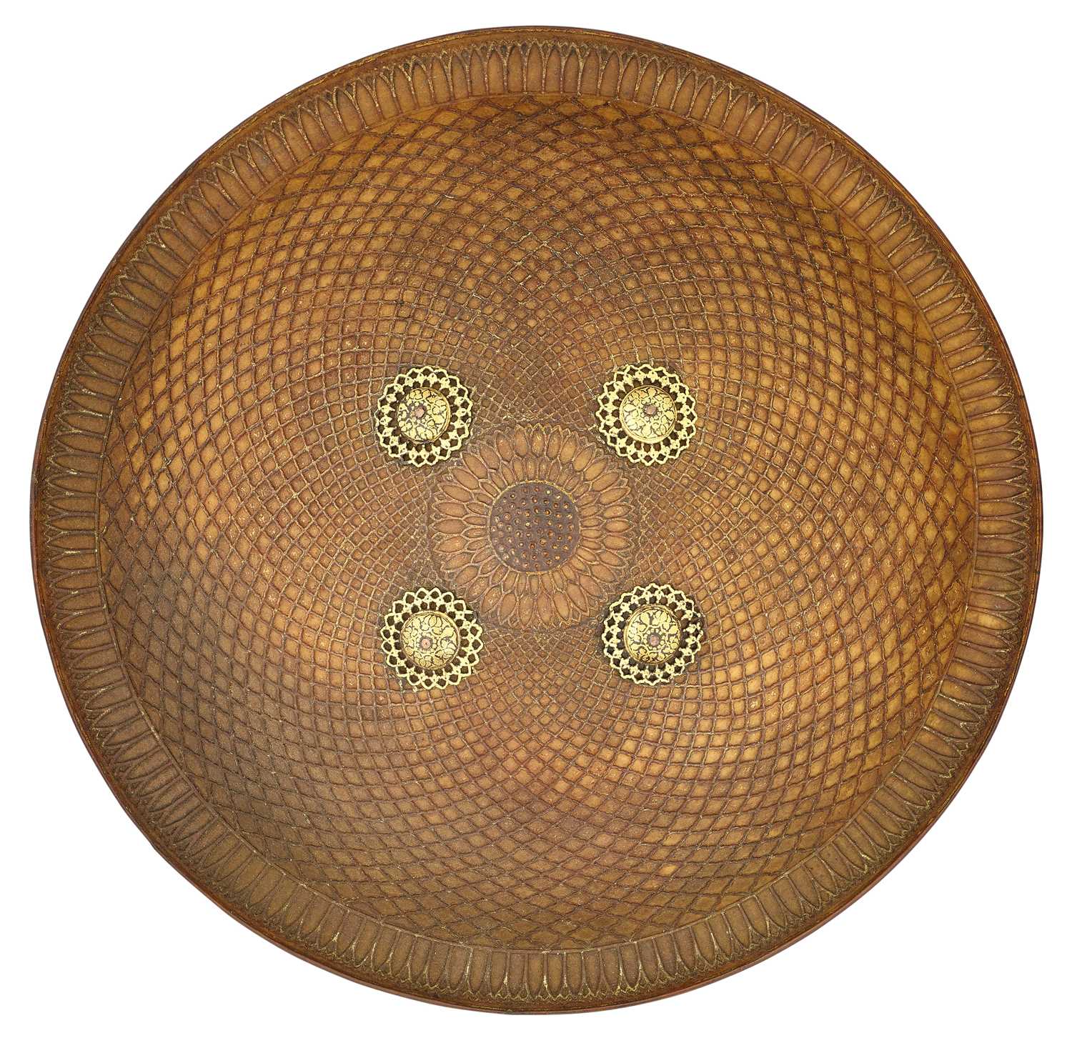Lot 74 - A FINE SOUTH INDIAN TRANSLUCENT HIDE SHIELD (DHAL), 18TH CENTURY, PROBABLY HYDERABAD