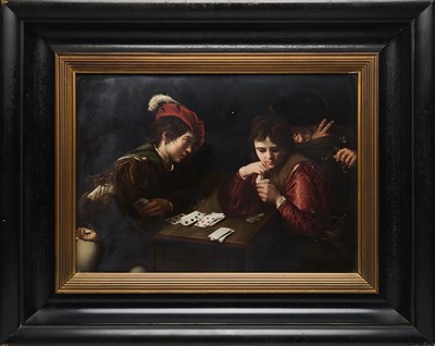 Lot 28 - A BERLIN (KPM) PORCELAIN PLAQUE OF 'DIE FALSCHSPIELER', 1903