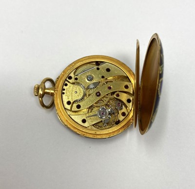Lot 317 - A SWISS ENAMELLED GOLD LADY'S POCKET WATCH, HENRY CAPT HORLOGER, MAISON GALLOPIN SUCCESSEUR, GENEVA, CIRCA 1900