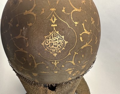 Lot 111 - A FINE PERSIAN DECORATED HELMET (KULAH KHUD), QAJAR, 19TH CENTURY