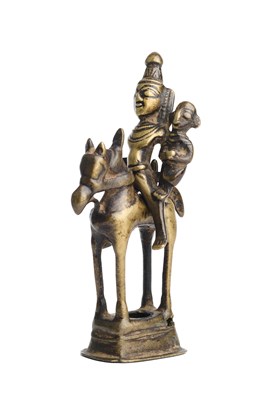Lot 562 - A BRONZE FIGURE OF KHANDOBA AND MHALSA, MAHARASHTRA, INDIA, CIRCA 18TH CENTURY
