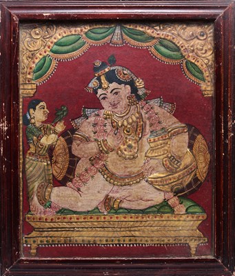 Lot 574 - A TANJORE PAINTING DEPICTING BALAKRISHNA, TAMIL NADU, SOUTH INDIA, LATE 19TH CENTURY