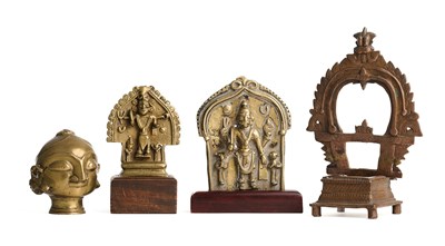 Lot 541 - TWO BRONZE VIRABHADRA SHRINES, WESTERN DECCAN, CIRCA 19TH CENTURY