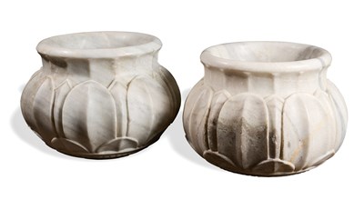 Lot 108 - A PAIR OF MARBLE PLANTERS, INDIA, 20TH CENTURY