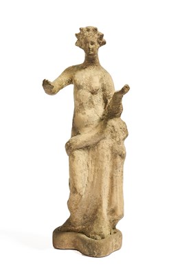 Lot 3 - A HELLENISTIC TERRACOTTA 'TANAGRA' FEMALE FIGURE, CIRCA 3RD CENTURY B.C.