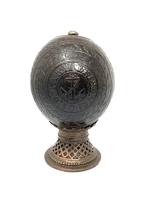 Lot 24 - A GEORGE III SAILOR'S 'BUGBEAR' FLASK, DATED 1806