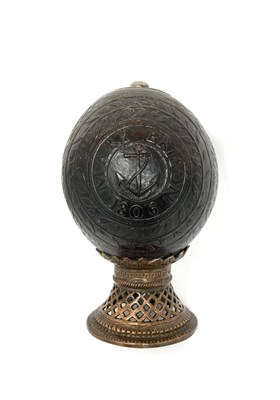 Lot 24 - A GEORGE III SAILOR'S 'BUGBEAR' FLASK, DATED 1806