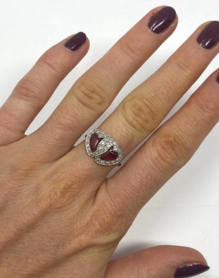 Lot 336 - GARNET AND DIAMOND RING, 1920s