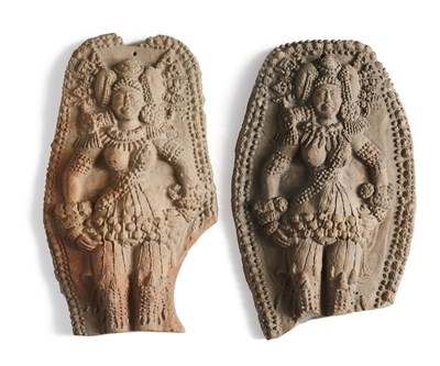 Lot 171 - TWO SUNGA FRAGMENTARY PLAQUES, PROBABLY CHANDRAKETUGARH, BENGAL, 1ST CENTURY BC/1ST CENTURY AD
