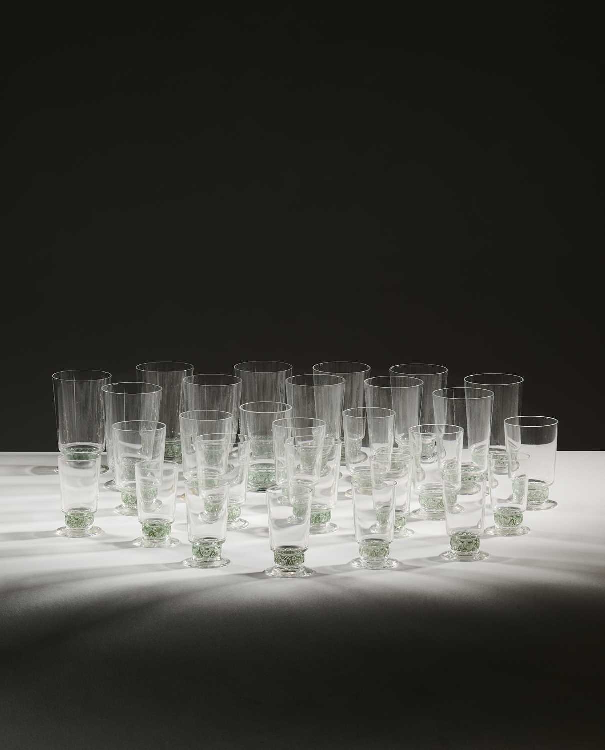 Lot 10 - TWENTY-EIGHT RENE LALIQUE 'DAMPIERRE' GLASSES, CIRCA 1935