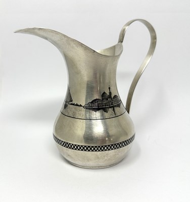 Lot 41 - AN IRAQI SILVER AND NIELLO THREE-PIECE TEA SET, PROBABLY BAGHDAD OR OMARA, CIRCA 1930
