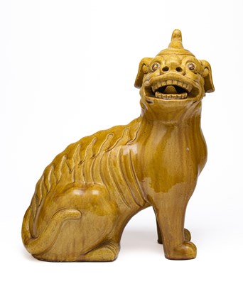 Lot 31 - A LARGE CHINESE AMBER-GLAZED BIXIE, QING DYNASTY (1644-1911)