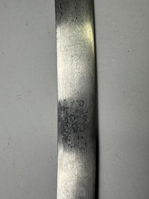 Lot 95 - AN INDIAN SWORD WITH ENAMELLED SILVER MOUNTS (SHAMSHIR), MID-19TH CENTURY, PROBABLY LUCKNOW
