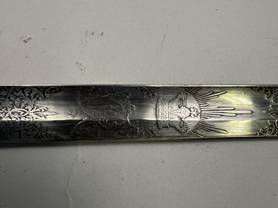 Lot 96 - AN INDIAN DECORATED SWORD WITH BLADE BY WILKINSON, PALL MALL, LONDON, NO. 9240 FOR 1858