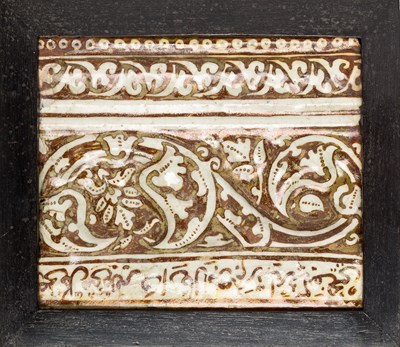 Lot 272 - A QAJAR LUSTRE PAINTED TILE^ PERSIA^ 19TH...