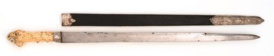 Lot 52 - A RARE GERMAN HUNTING SWORD INCORPORATING A TURKISH 17TH CENTURY BLADE AND MOUNTS