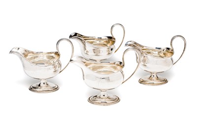 Lot 386 - A SET OF FOUR GEORGE III SILVER SAUCEBOATS^...