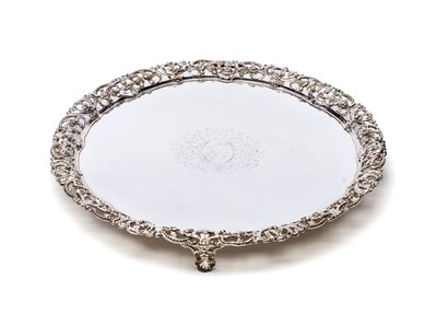 Lot 388 - A GEORGE III SILVER SALVER^ PROBABLY LEWIS...