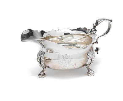 Lot 394 - A GEORGE III SILVER SAUCEBOAT^ THOMAS CHAWNER^...