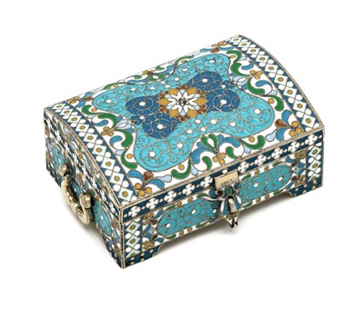 Lot 412 - A RUSSIAN SILVER-GILT AND CLOISONNE ENAMEL...