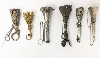 Lot 418 - A COLLECTION OF SIX VICTORIAN POSY HOLDERS^...