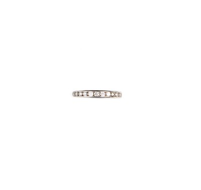 Lot 446 - DIAMOND AND PLATINUM HALF ETERNITY RING^...
