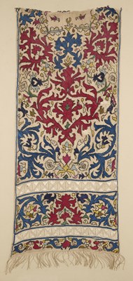 Lot 195 - A SILK EMBROIDERED LINEN PANEL, ALGERIA, CIRCA 1850