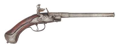 Lot 132 - A RARE 40 BORE ENGLISH FLINTLOCK TURN-OFF RIFLED HOLSTER PISTOL, JOHN DAFTE, CIRCA 1680