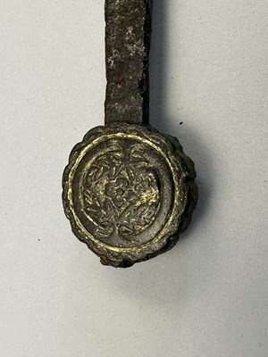 Lot 125 - A RARE MEDIEVAL DAGGER WITH COPPER ALLOY HILT, PROBABLY LATE 14TH CENTURY