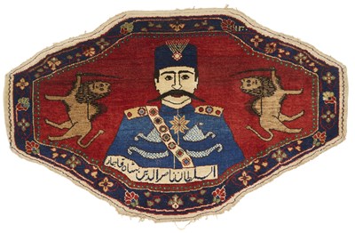Lot 230 - A HANDWOVEN WOOL PILE SADDLE CLOTH, PERSIA, 19TH CENTURY