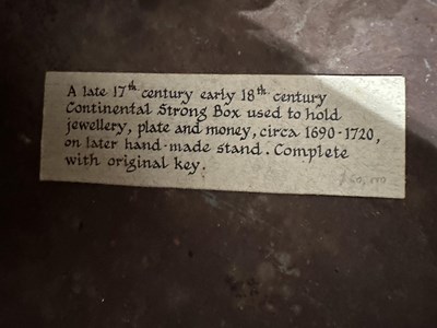 Lot 134 - A LARGE GERMAN PAINTED STEEL STRONGBOX, LATE 17TH/18TH CENTURY AND LATER