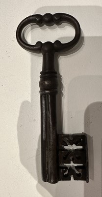 Lot 134 - A LARGE GERMAN PAINTED STEEL STRONGBOX, LATE 17TH/18TH CENTURY AND LATER