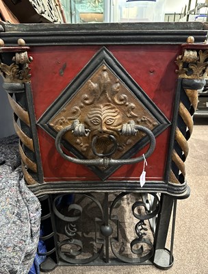 Lot 134 - A LARGE GERMAN PAINTED STEEL STRONGBOX, LATE 17TH/18TH CENTURY AND LATER