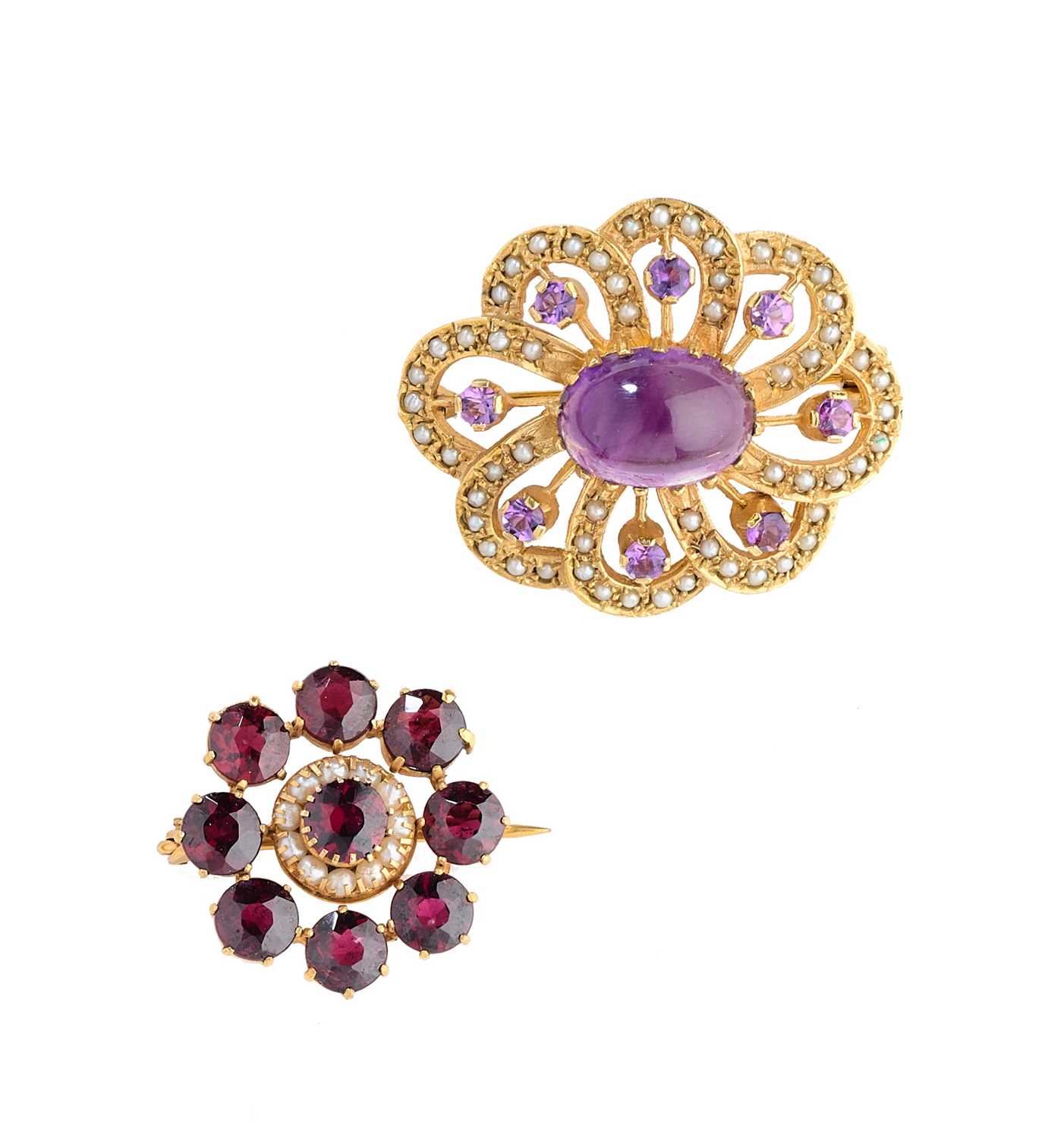 Lot 330 - TWO GEM-SET BROOCHES, 1960s