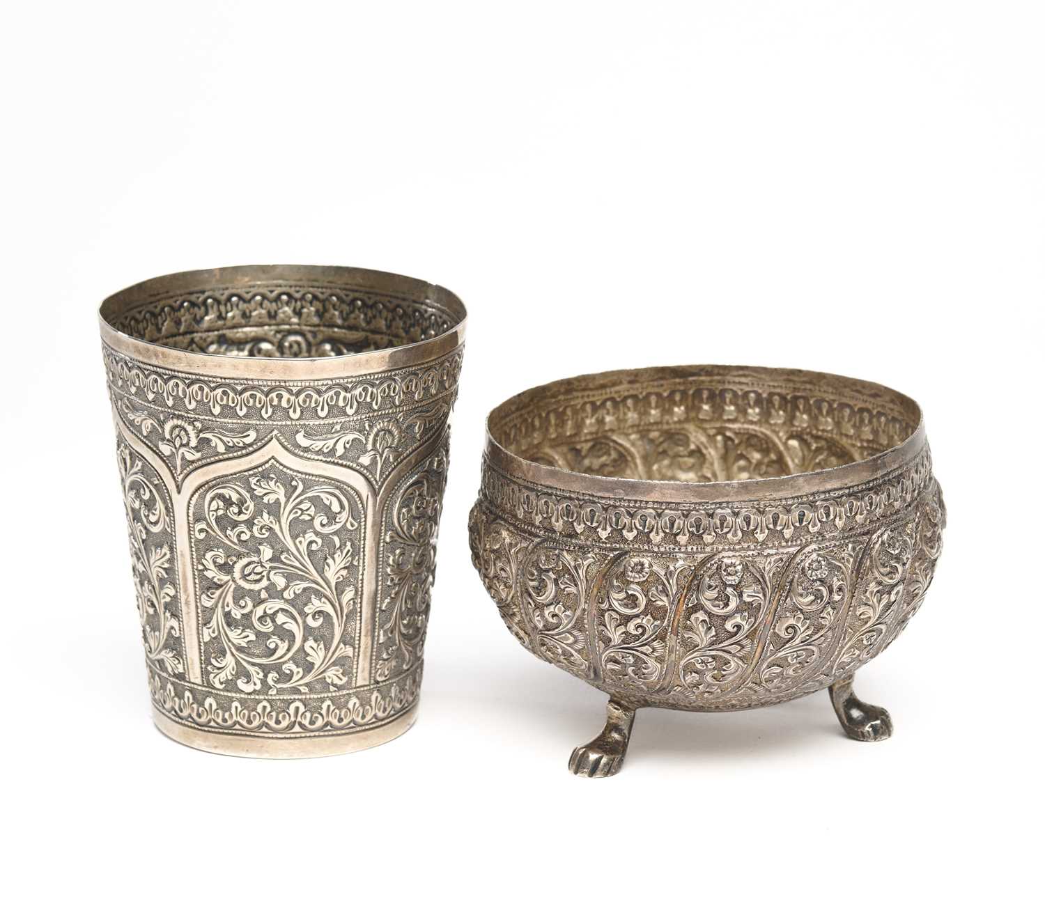 Lot 508 - TWO KUTCH SILVER VESSELS, BHUJ, INDIA, CIRCA 1900