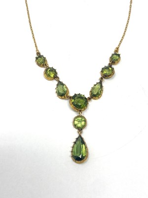 Lot 329 - GOLD AND GREEN PASTE NECKLACE, 1900s