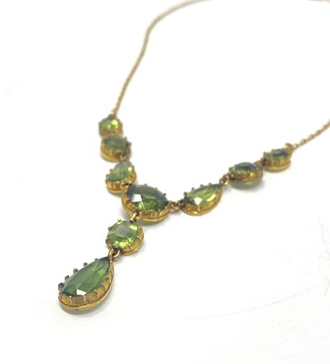 Lot 329 - GOLD AND GREEN PASTE NECKLACE, 1900s