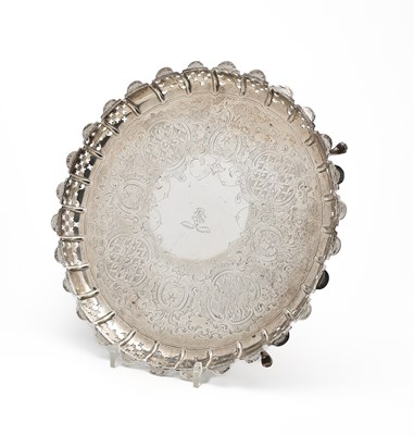 Lot 151 - A VICTORIAN SILVER SALVER, HENRY WILKINSON & CO. OF SHEFFIELD, LONDON, 1871