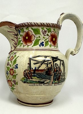 Lot 6 - A STAFFORDSHIRE PEARLWARE JUG, DATED 1827