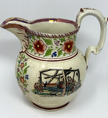 Lot 6 - A STAFFORDSHIRE PEARLWARE JUG, DATED 1827