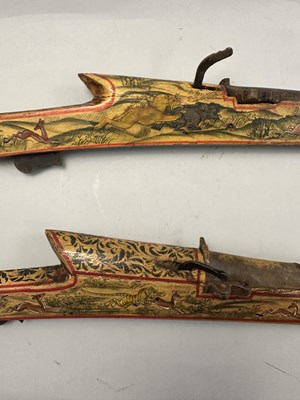 Lot 383 - AN 8 BORE INDIAN MATCHLOCK GUN, 18TH/EARLY 19TH CENTURY; A DETACHED RIFLE BARREL