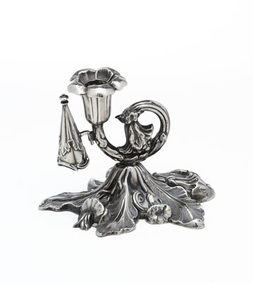 Lot 149 - A VICTORIAN NATURALISTIC SILVER CHAMBERSTICK, HENRY WILKINSON & CO., SHEFFIELD, 1844